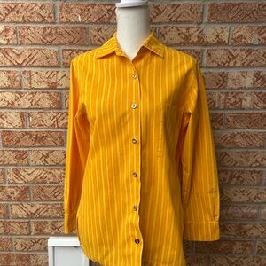 Marimekko Yellow and Orange Striped Button Down Shirt